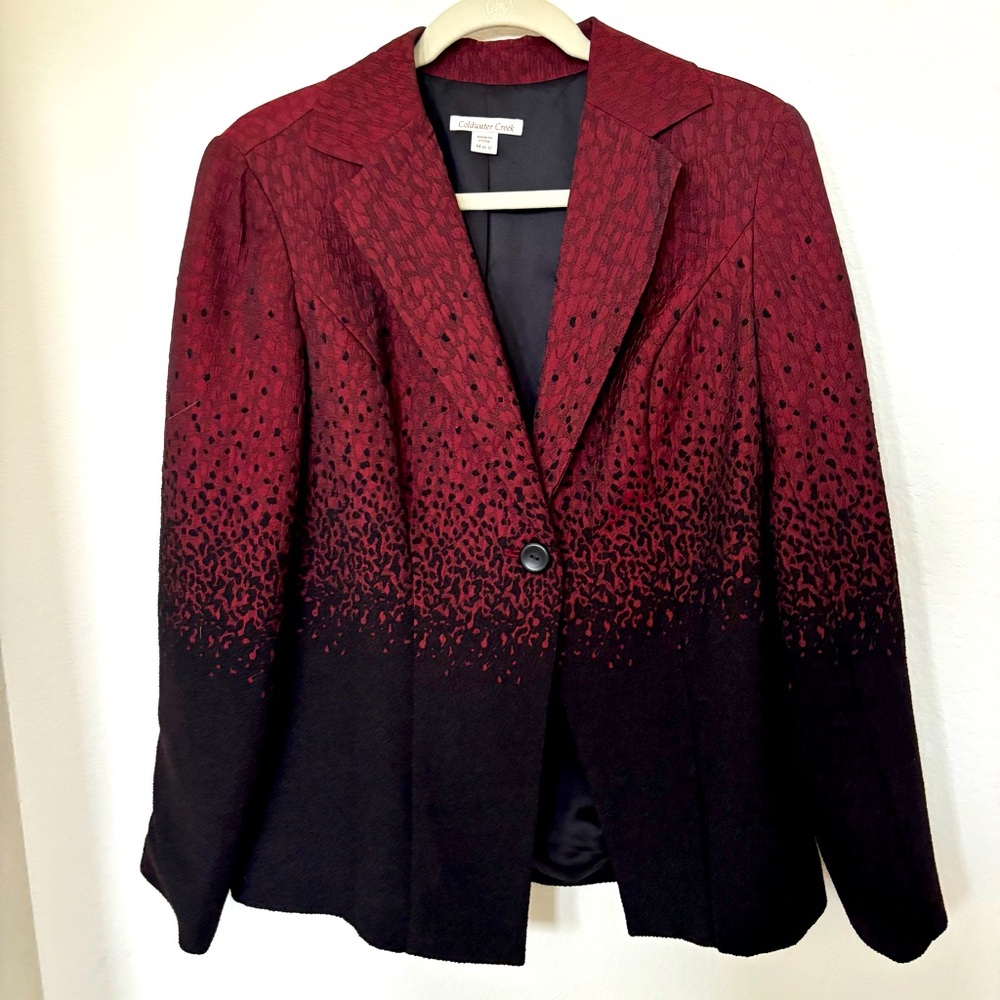 Beautiful red and black blazer by Coldwater Creek in excellent condition.